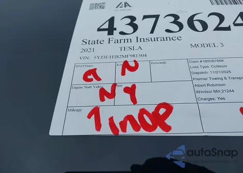 2021 Tesla Model 3 Long Range Dual Motor All-Wheel Drive из США, поврежденный, VIN 5YJ3E1EB2MF981504